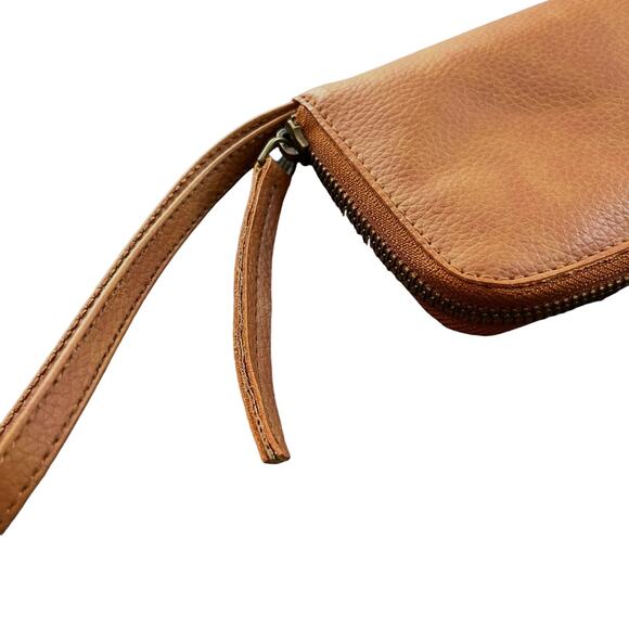 Free People Distressed Vegan Leather Wallet Wristlet Brown Bohemian - Picture 6 of 13